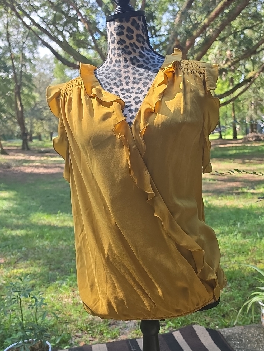 Ruffled Wrap Camisole in Mustard Yellow